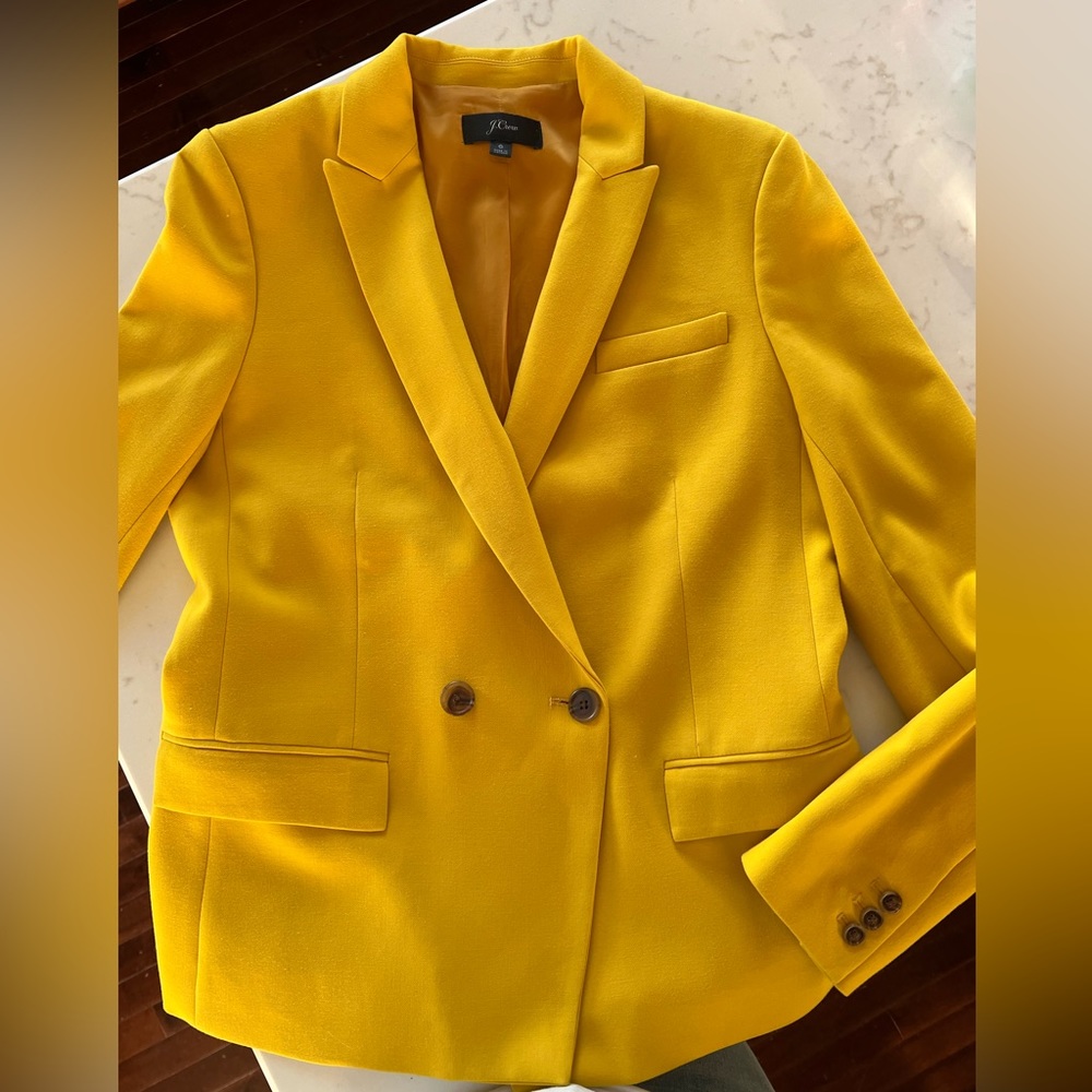 J. Crew Double-Breasted Yellow Blazer